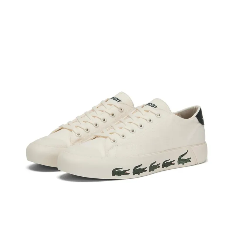 LACOSTE Low Top Skateboard Shoes Women's White Green-2