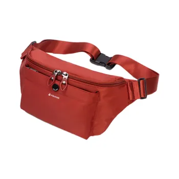 FOUVOR Oxford Cell Phone Pouch Crossbody Bag One Shoulder Fanny Pack Women's Chestnut Red/Classic Black