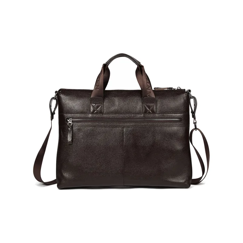 BOSTANTEN Cow Leather One Shoulder Handbags Men's Black/Coffee-5