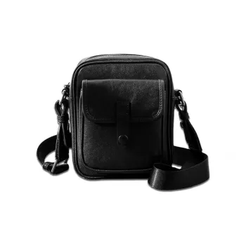 Back Step Top Grain Vegetable Tanned Cow Leather Genuine Leather Shoulder Bag Crossbody Bag Regular Unisex Black