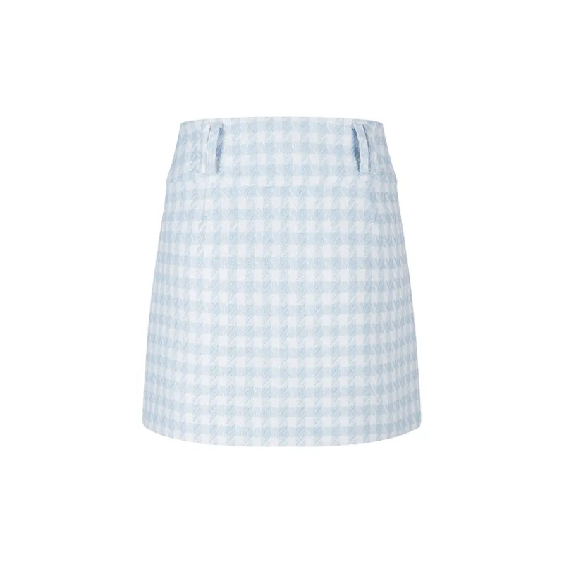 HERLIAN Casual Short Skirts Women's Blue White Plaid-1