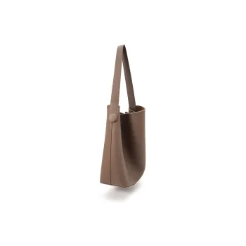 UNIFINE Top Grain Cow Leather Tote Shoulder Bag Women's Hazelnut Brown/Midnight Black/Milkshake White