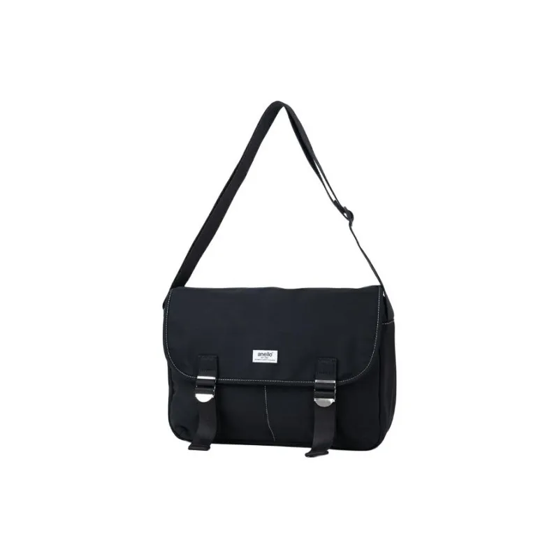 Anello Polyester Messenger Bag Crossbody Bag Shoulder Bag Unisex Black-1