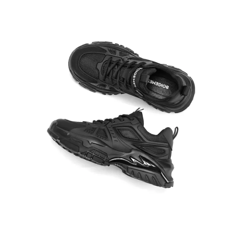 BOIGEMES Low Top Chunky Sneakers Men's Black-2