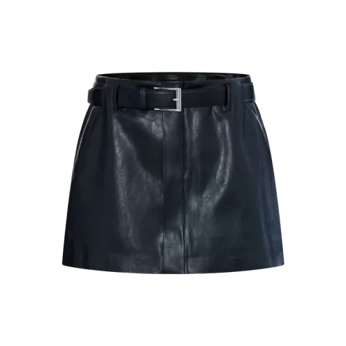 MO&CO Leather Short Skirts Women's Black