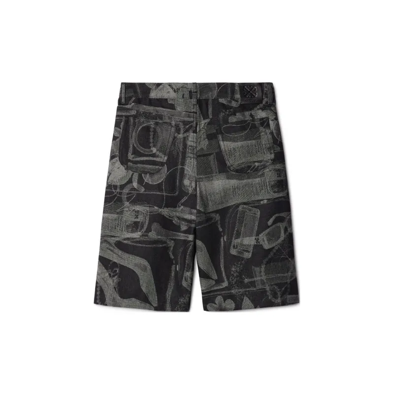 OFF WHITE Xray Jacquard Print Denim Shorts-1
