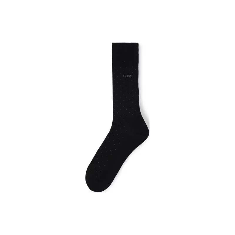 HUGO BOSS Regular-Length Socks In A Mercerised-Cotton Blend Knee-High Socks Men's 1 Pack Black-0