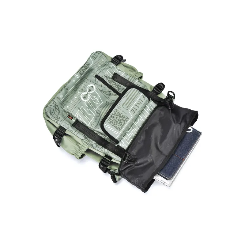 8atheist Polyester Backpack Multi Compartment Backpack Unisex Light Gray Green-3