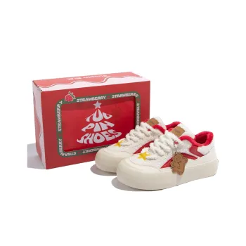 TUOPIN White Chocolate Strawberry Pie Low Top Skateboard Shoes Unisex White