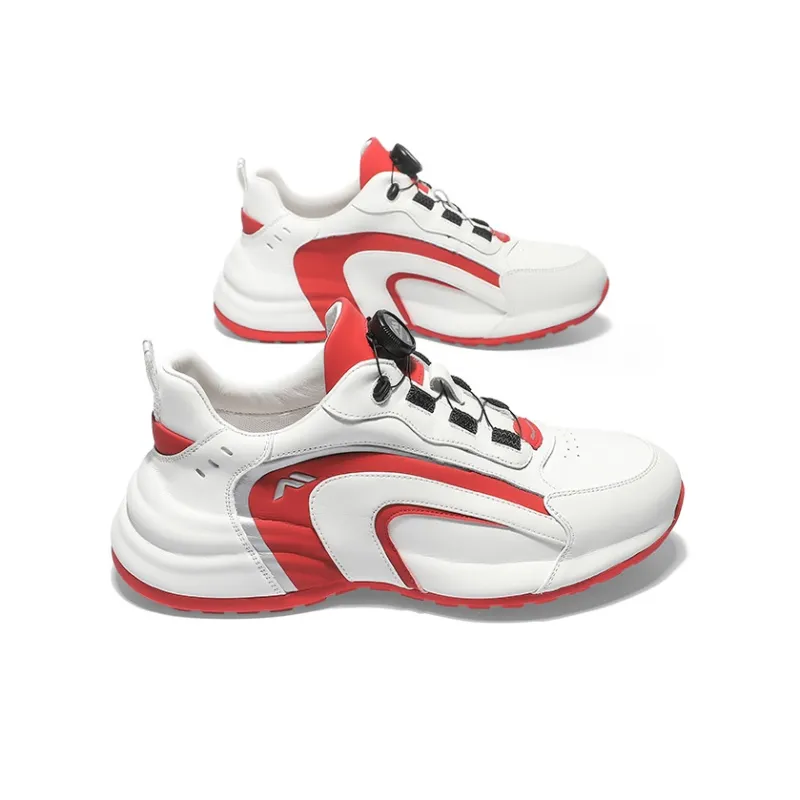 KOLUMB Cushioning, Wear Resistant Low Top Chunky Sneakers Men's White Red-1