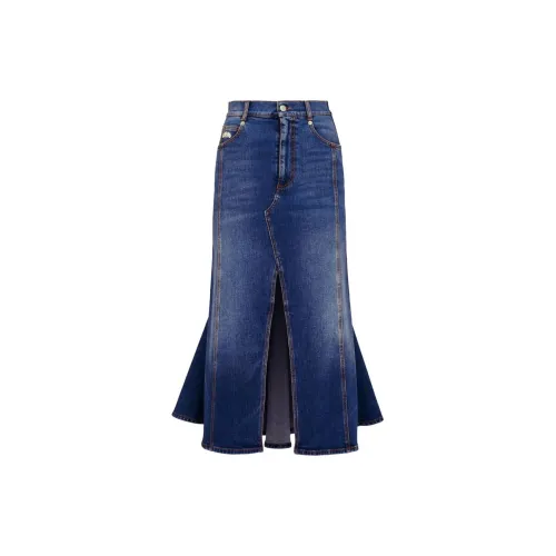 Alexander McQueen Denim Long Skirts Women's Medium Blue