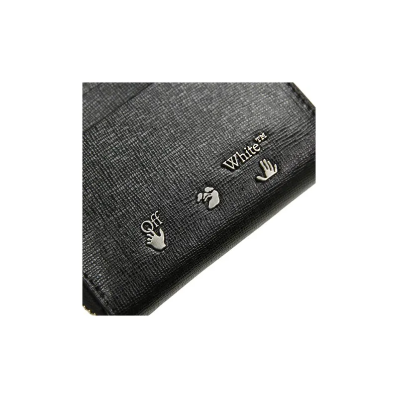 OFF WHITE 3D Diag Saff 4 Card Slot Zip Wallet Black-3