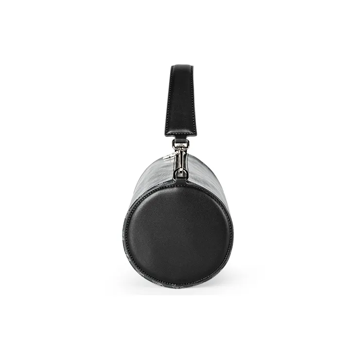 GUDI PVC Cylinder Bag Handheld Shoulder Bag Crossbody Bag Regular Men's Black-4