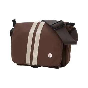 Manhattan Portage CORDURA Classic Fabric Crossbody Bag Shoulder Bag Small Size Unisex Dark Brown With Deep Gold Accents