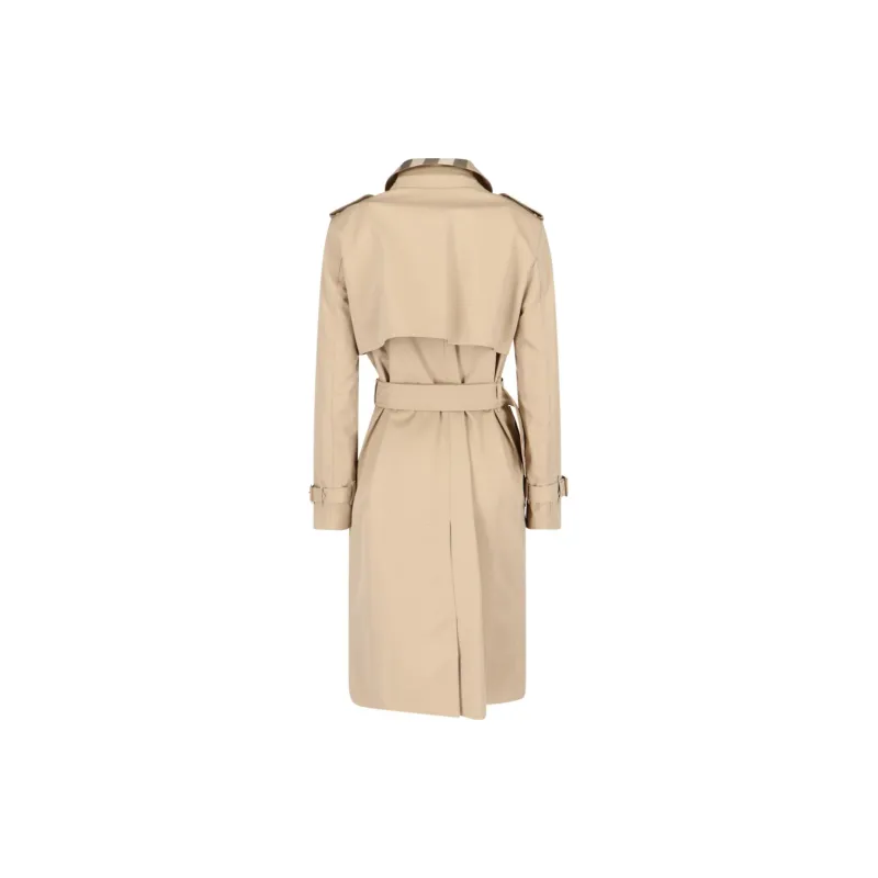 Burberry Belted Double Breasted Checked Trench Coat-1