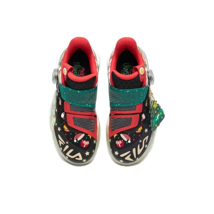 FILA KIDS Cushioning Low Top Children's Basketball Shoes Black Red Teenagers-4