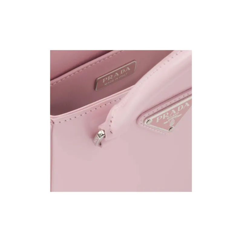 PRADA Leather Tote Bag Shopping Bag Handbag Small Size Women's Pink-3