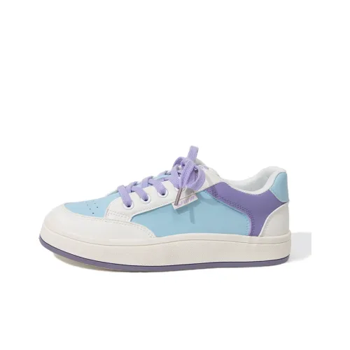 Feiyue Skateboard Shoes Women's Low-Top Light Blue/Beige/Purple