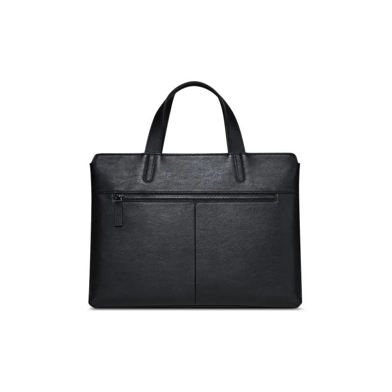 WilliamPOLO Top Grain Cow Leather Briefcases Handbags Medium Size Men's Black-3