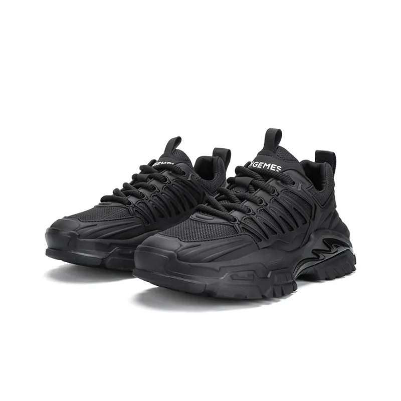BOIGEMES Low Top Chunky Sneakers Men's Black-2
