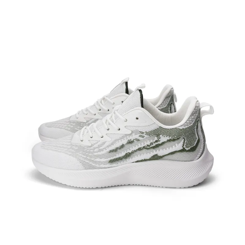 Warrior Wear-Resistant Lightweight Height Increasing Low-Top Running Shoes Men's White Green-1