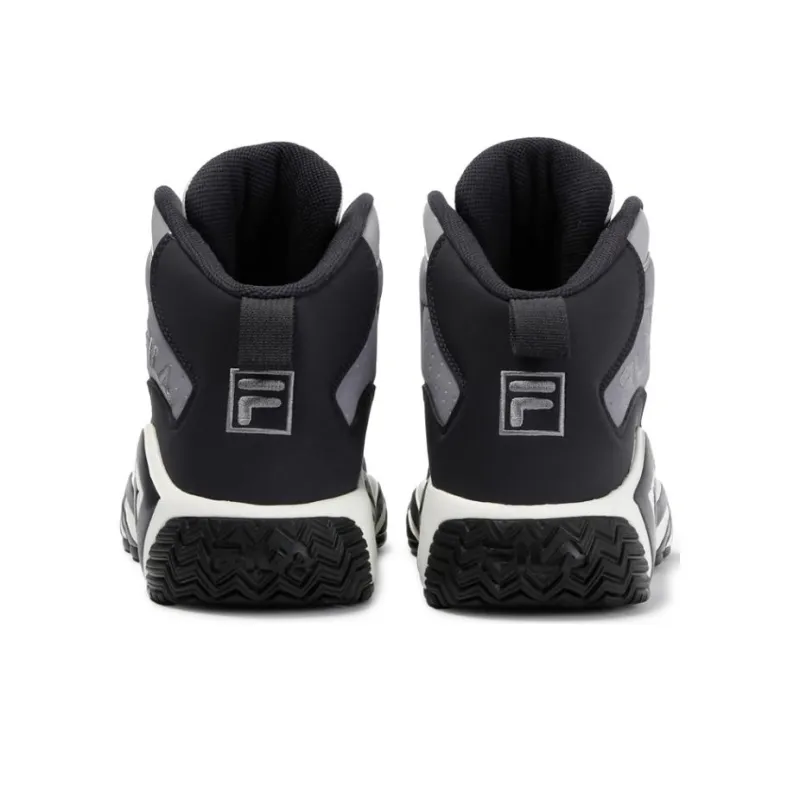 FILA MB Cushioning Wear Resistant Mid Top Basketball Shoes Unisex Black White Gray-4
