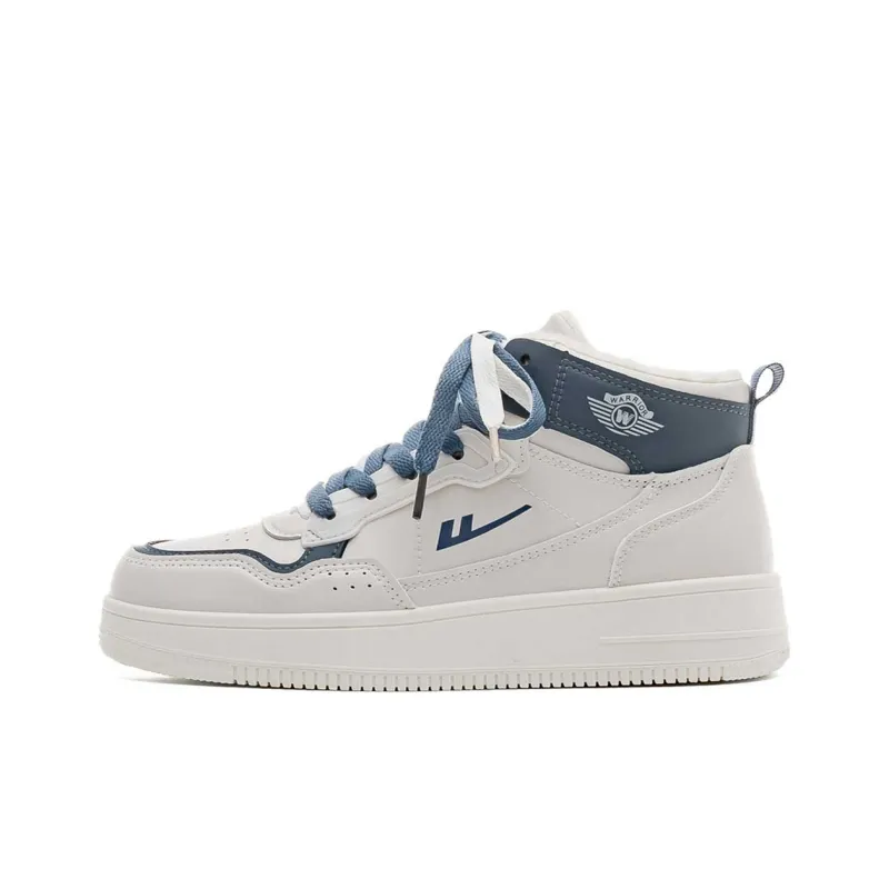 WARRIOR Skateboard Shoes Unisex High Top Beige Blue-0