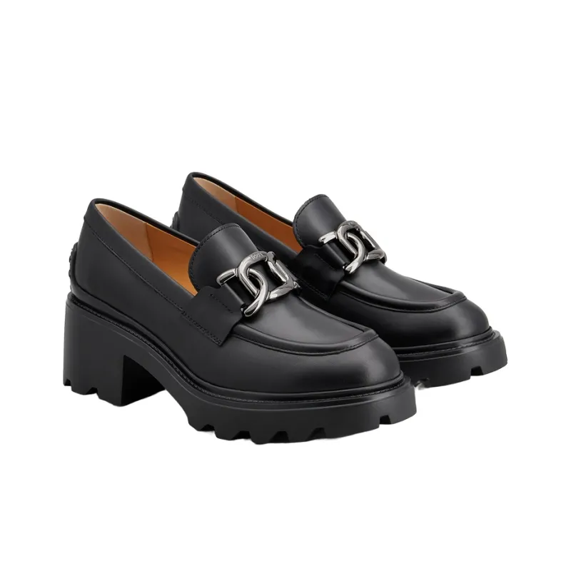 TOD'S Logo Buckle Almond Toe Loafers Women's-2