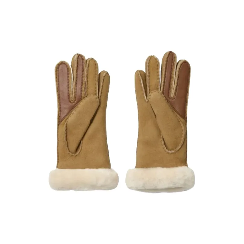 UGG Sheepskin Knit Gloves Unisex Camel-1