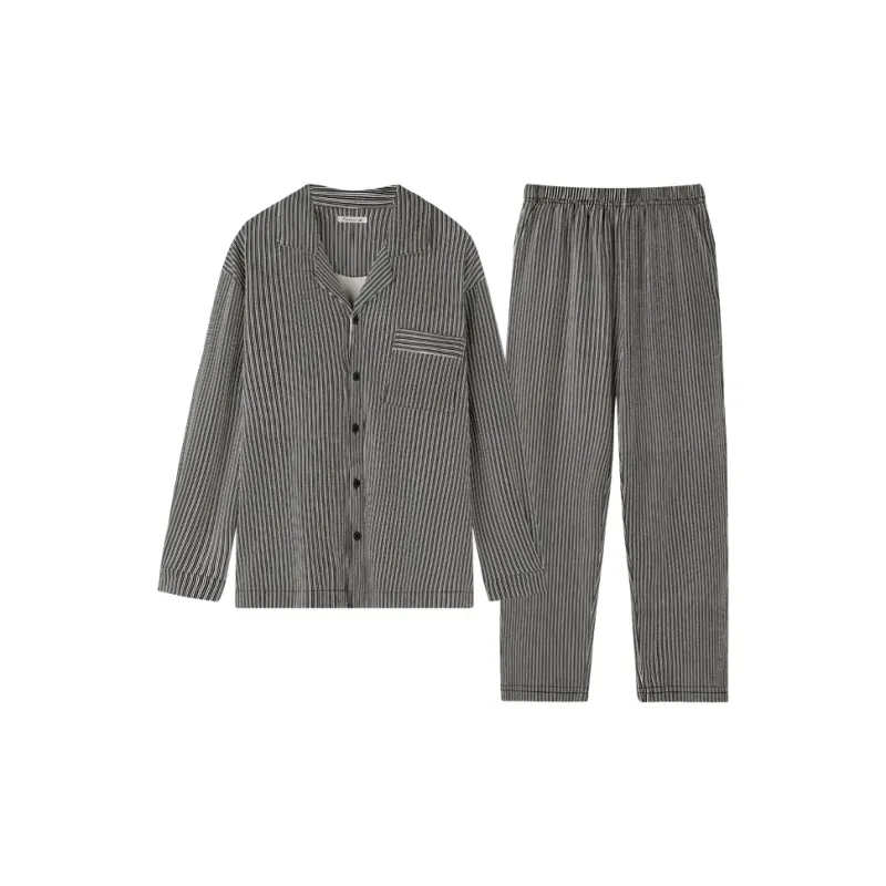 MEITENG Pajama Set Spring And Fall Unisex Dark Gray-0
