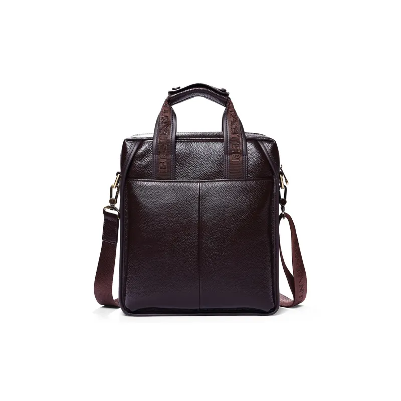 BOSTANTEN Leather One Shoulder Handbag Regular Men's Black/Coffee-6