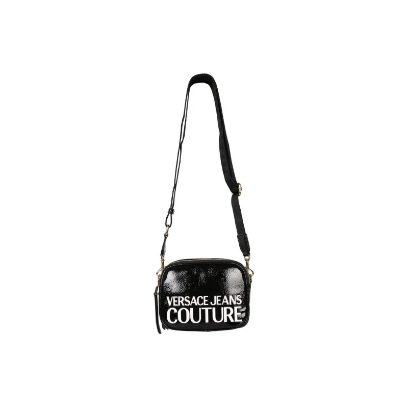VERSACE JEANS COUTURE Polished Leather Fanny Pack, Sling Bag, Crossbody Bag Women's Black-2