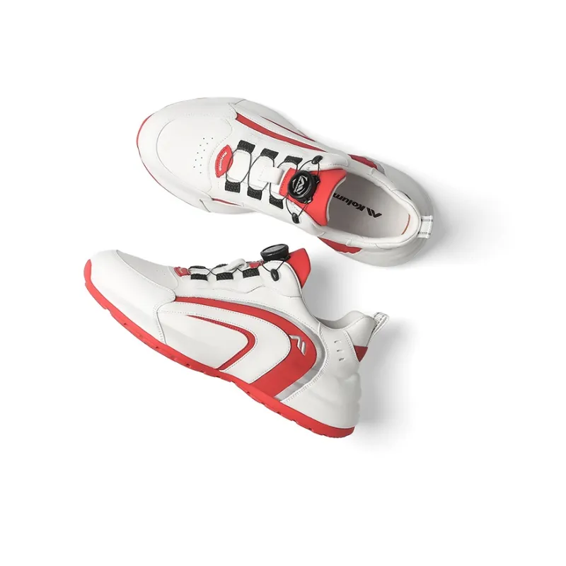 KOLUMB Cushioning, Wear Resistant Low Top Chunky Sneakers Men's White Red-3