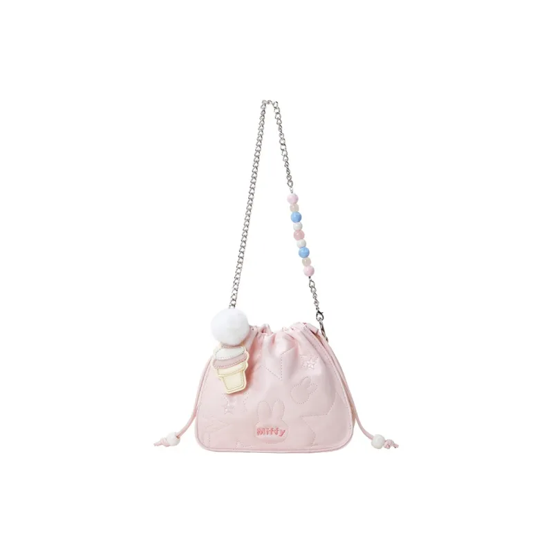 Miffy Synthetic Leather Shoulder Bag Bucket Bag Chain Bag Crossbody Bag Regular Women's White/Pink-12