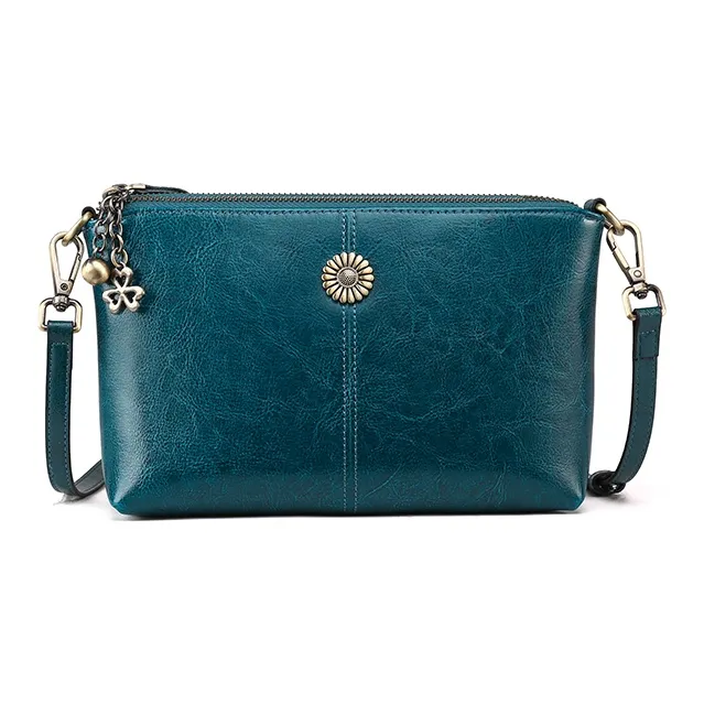 Gorora Top Grain Cow Leather Shoulder Bag Crossbody Bag Small Size Women's Classic Black/Burgundy/Peacock Blue/Brown-6