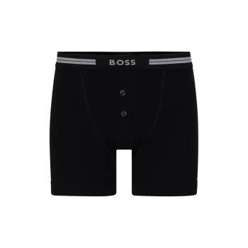HUGO BOSS Knitted-Cotton Trunks With Logo Waistband Underpants Men's 1 Pack Black