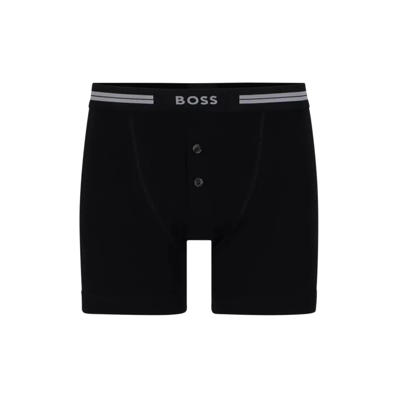 HUGO BOSS Knitted-Cotton Trunks With Logo Waistband Underpants Men's 1 Pack Black-0