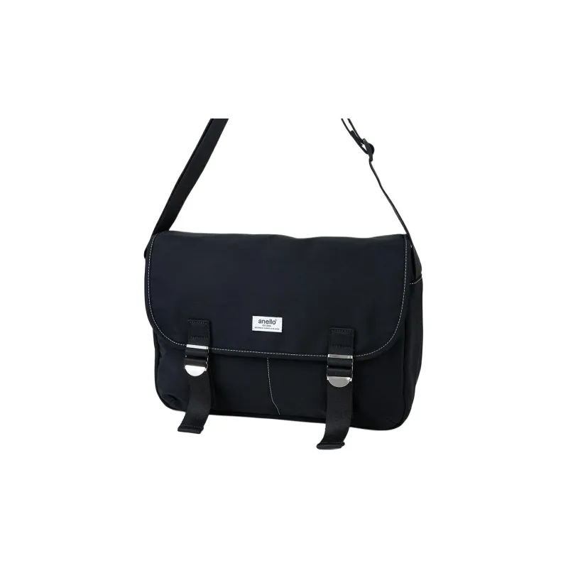 Anello Polyester Messenger Bag Crossbody Bag Shoulder Bag Unisex Black-0