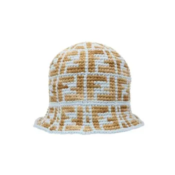 FENDI Cotton Viscose Bucket Hats Women's White