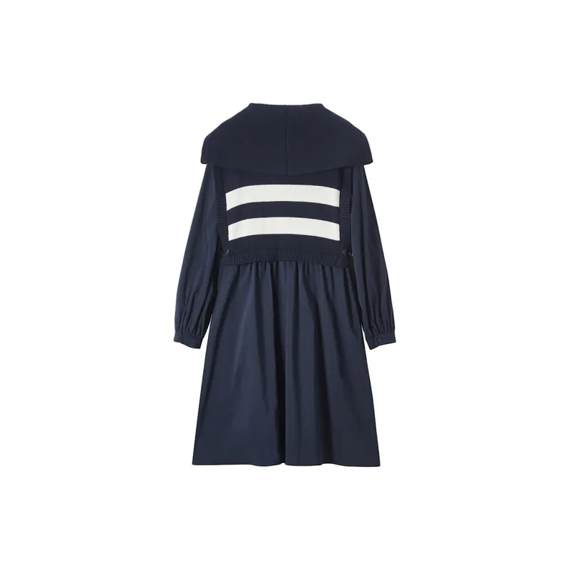 XIANGYING Long Sleeved Dresses Women's Navy Blue-1