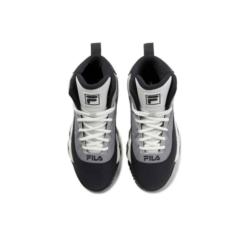 FILA MB Cushioning Wear Resistant Mid Top Basketball Shoes Unisex Black White Gray-3