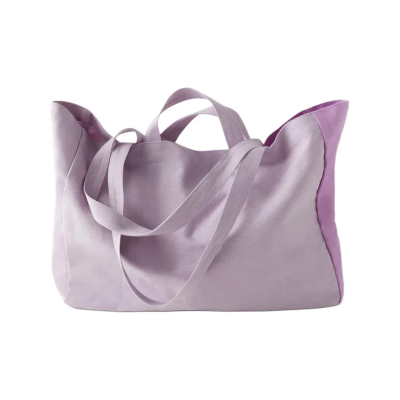 ZARA Cotton Tote Bag Shopping Bag Handbag Shoulder Bag Regular Women's Purple Lilac Color-2