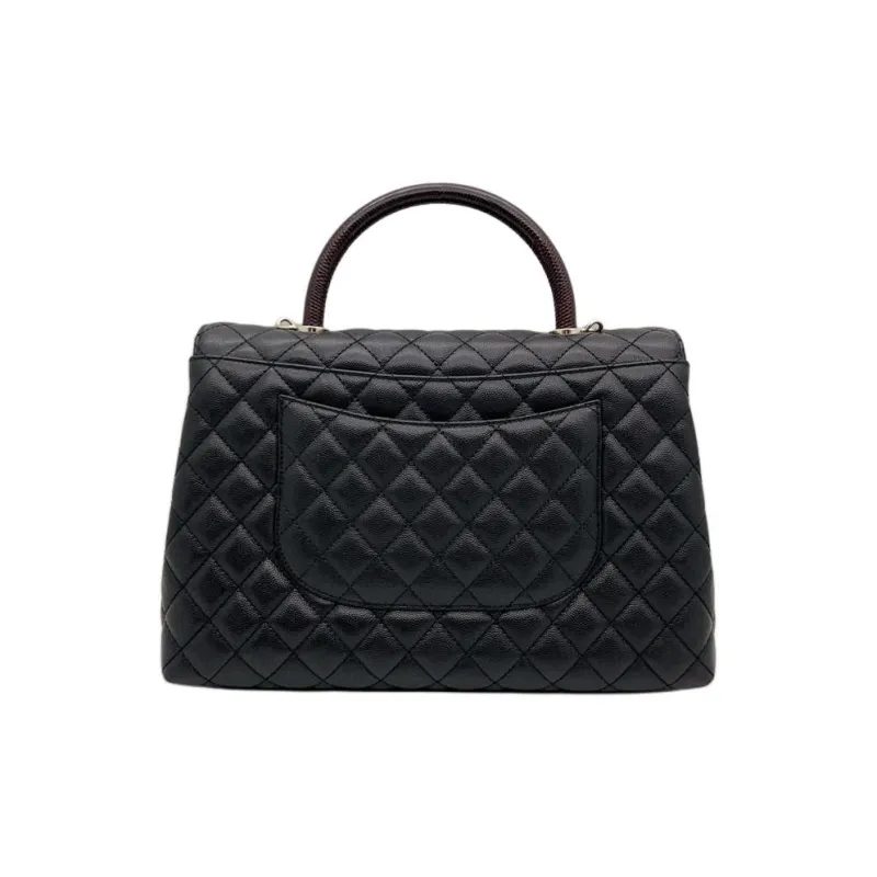 CHANEL Coco Handle Grain Cow Leather Handbag, Shoulder Bag, Crossbody Bag Tubas Women's Black-2