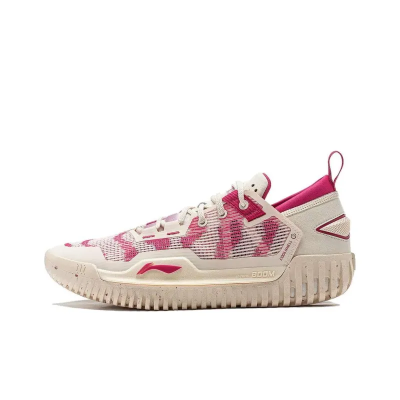 LiNing BadFive 3 Low Cushioning Abrasion Resistant Lightweight Low Top Basketball Shoes Men's Beige White Pink-0
