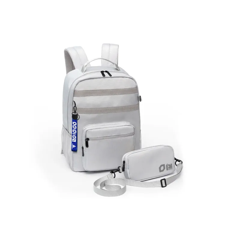 ElevethSign Nylon Backpack Large Size Unisex Gray/Black-1