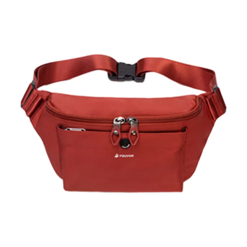 FOUVOR Oxford Cell Phone Pouch Crossbody Bag One Shoulder Fanny Pack Women's Chestnut Red/Classic Black-1