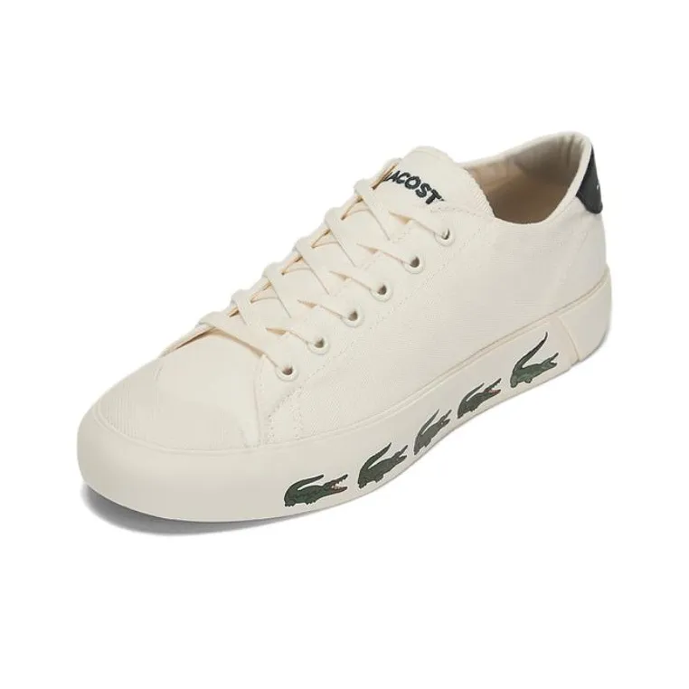 LACOSTE Low Top Skateboard Shoes Women's White Green-1