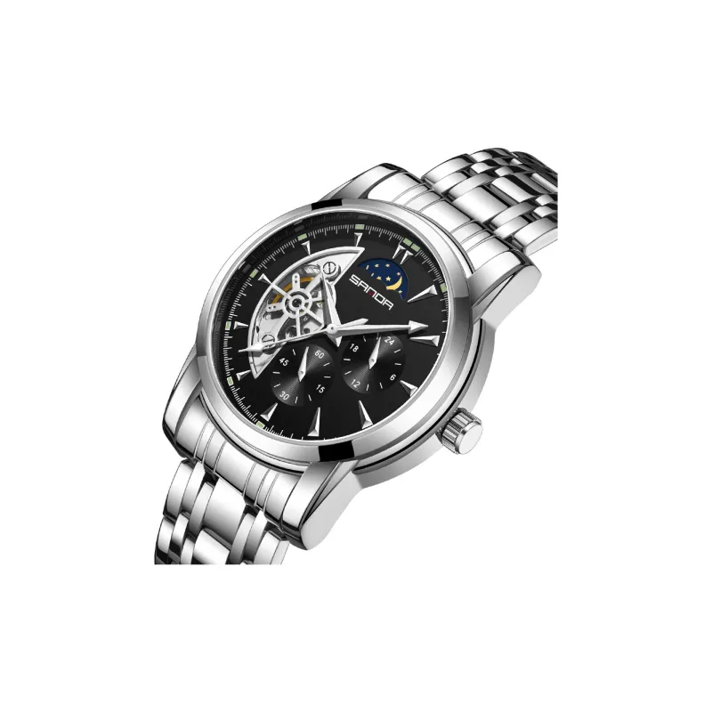 Sanda Automatic Mechanical Movement Stainless Steel Strap Watch Men's Watches White Dial-6