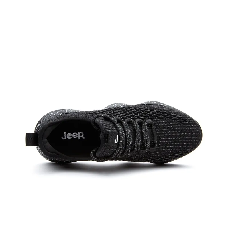 Jeep Cushioning Waterproof And Breathable Coverage Lightweight Reflective Rebound Low Top Running Shoes Men's Ice Black-3