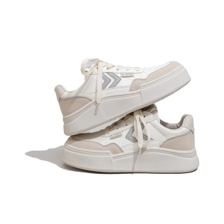 Feiyue Anti Slip Wear Resistant Low Top Skateboard Shoes Women's Ecru/Gray-3